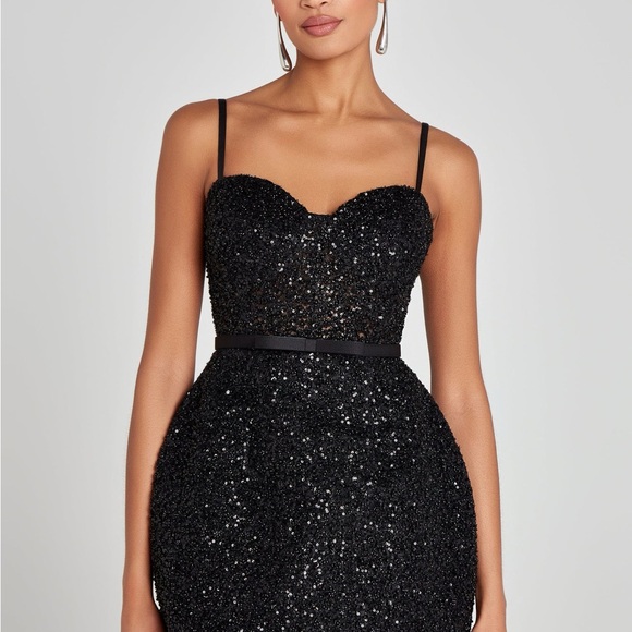 NADINE MERABI Dresses & Skirts - NADINE MERABI Tara Black Sequin Mini Dress